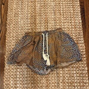 Ulla Johnson Leopard Print Scarf style Shorts w/ Tassels